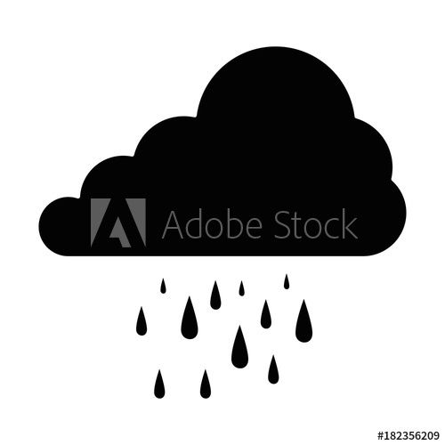 500x500 Cloud Silhouette With Rain Drops Vector Illustration Design