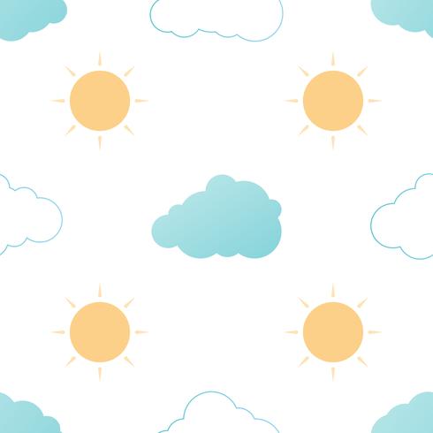 490x490 Seamless Pattern With Clouds And Sun On A White Background Vector