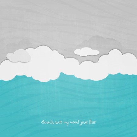 450x450 Cartoon Style Clouds And Blue Sky Over Paper Texture Vector