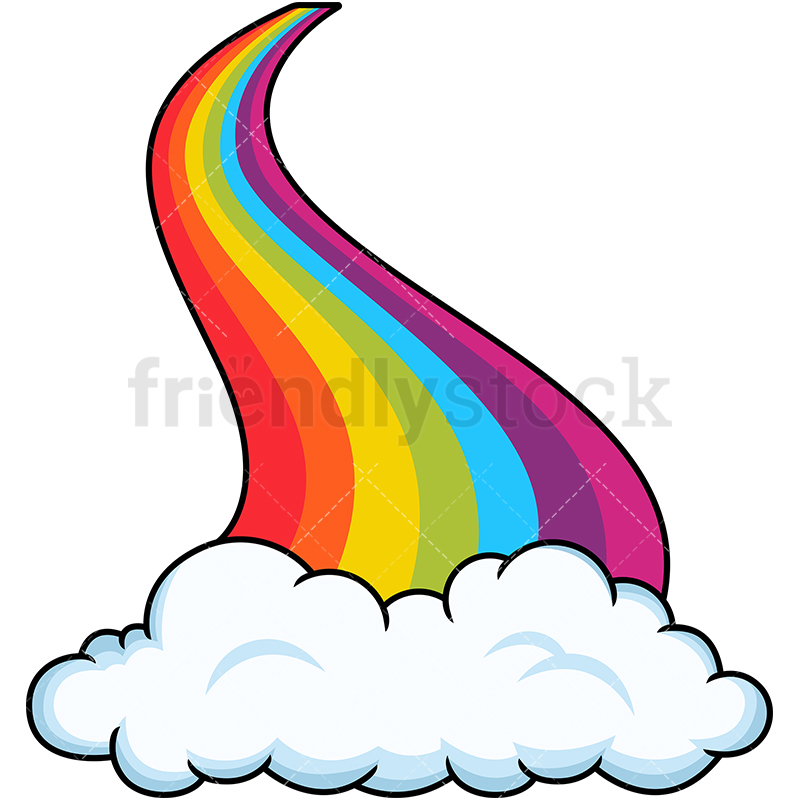 800x800 Curvy Rainbow Behind Cloud Cartoon Vector Clipart