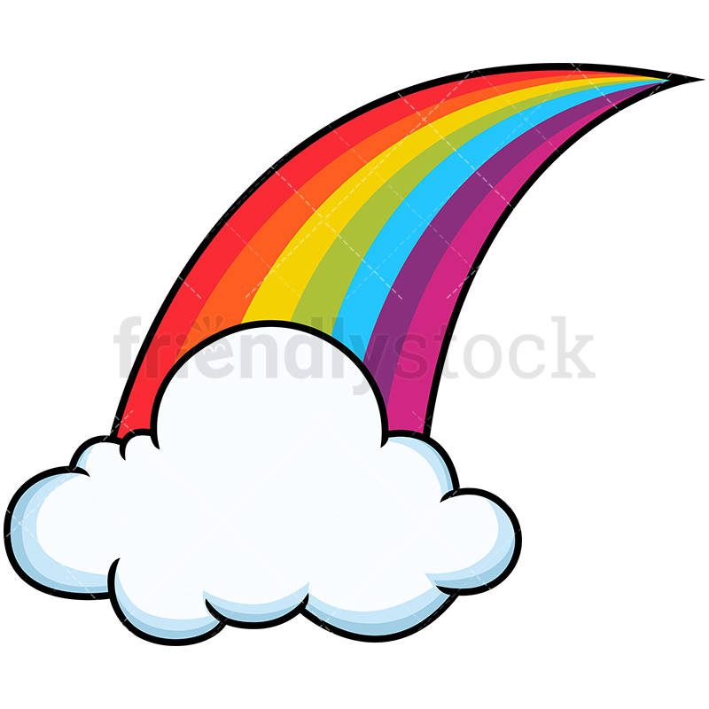 800x800 Rainbow With Single Cloud Cartoon Vector Clipart