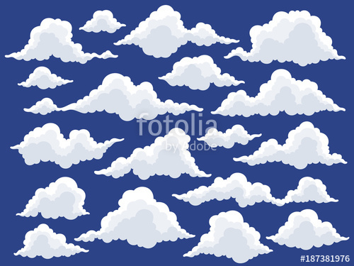 500x375 Set Of Cartoon Clouds In Blue Sky Fluffy Cloud Vector