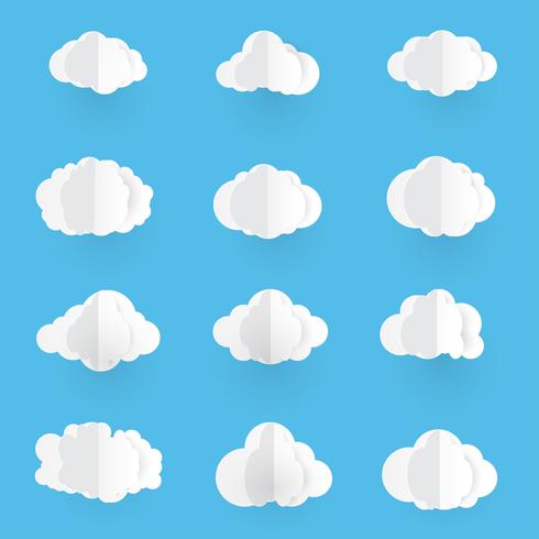 490x490 Paper Art With Cloud Clouds Vector Illustration On Blue Sky