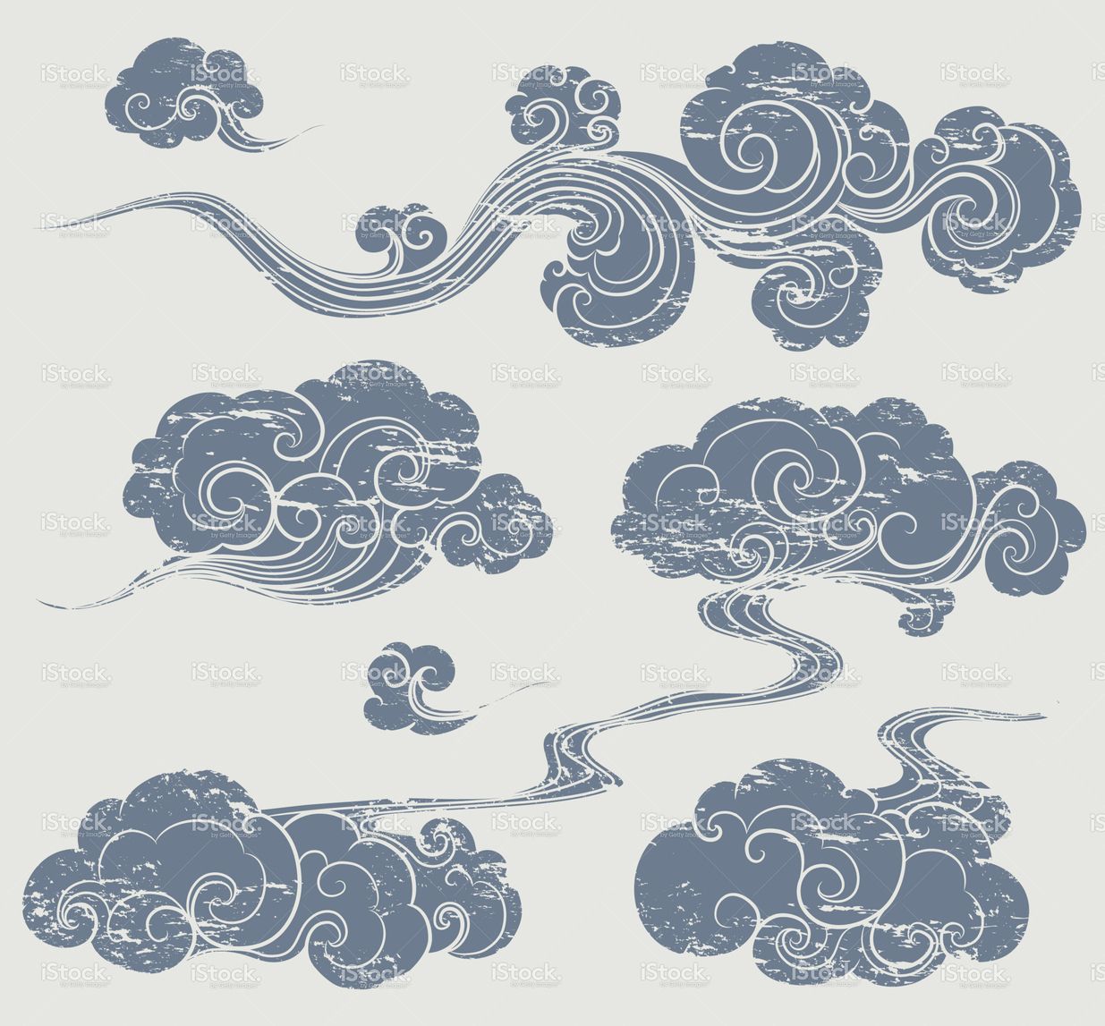 1235x1147 A Set Of Grunge Cloud Graphics In Oriental Style Colors