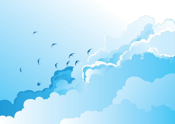 680x480 Free Blue Sky With Birds Clouds Files, Vectors Graphics
