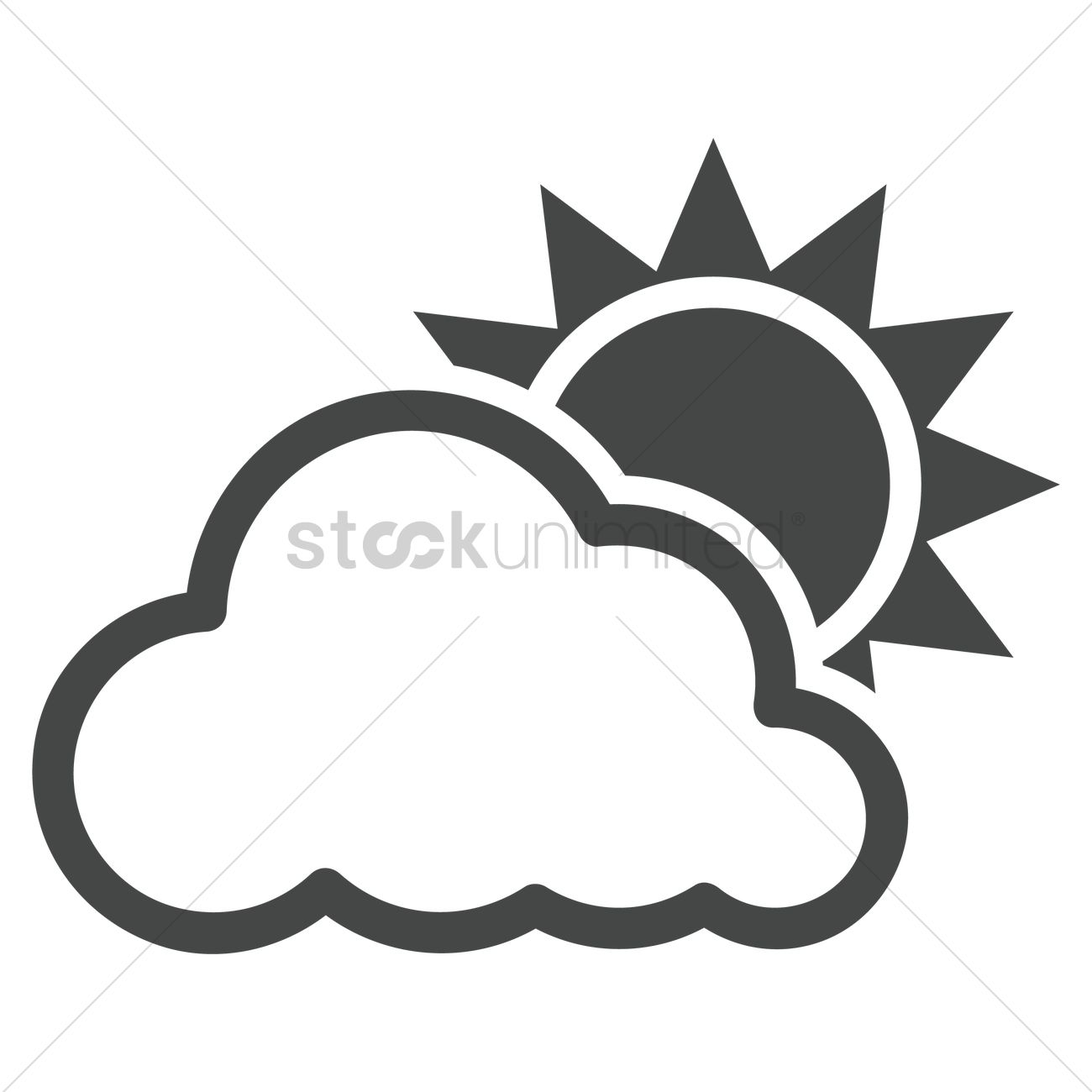 1300x1300 Sun And Cloud Vector Image