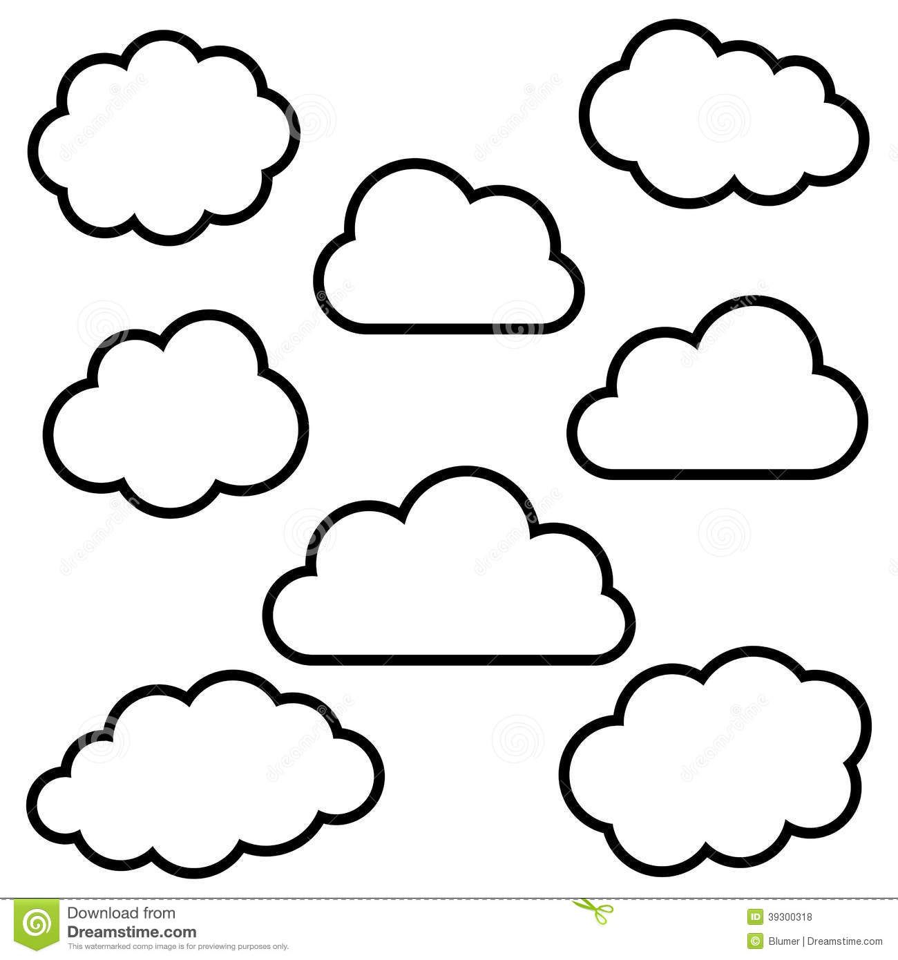 1300x1390 Illustration About Various Black Cloud Outlines Collection