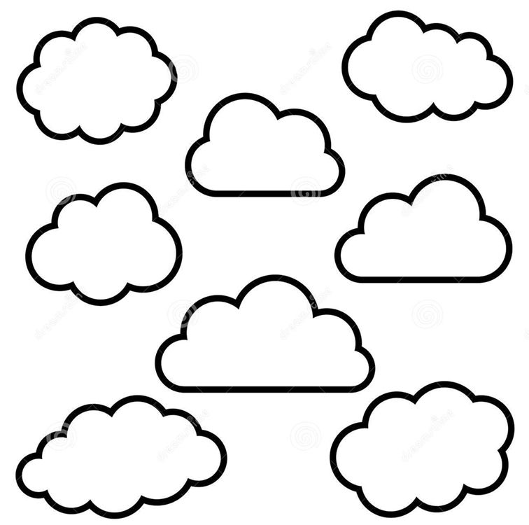 756x750 Ink Cloud Outline, Cloud Stencil, Hanging Clouds