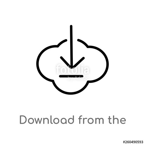 500x500 Outline Download From The Cloud Vector Icon Isolated Black Simple