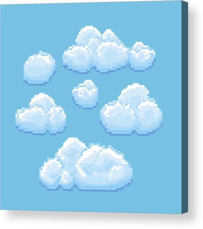 666x750 Sky With Clouds Vector Pixel Art Cloudscape Background For Retro