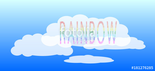 500x229 The Decorative Colored Text Rainbow On A Blue Cloudy Sky Vector