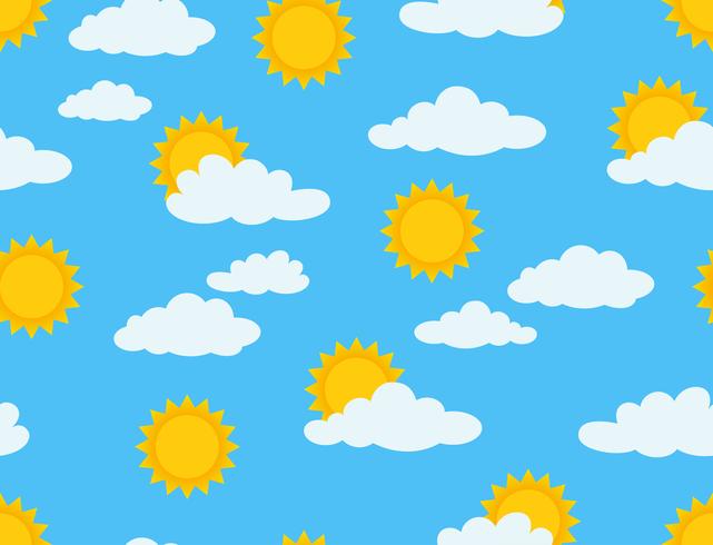 641x490 Vector Illustration Of Sunny And Cloudy Seamless Pattern On Blue