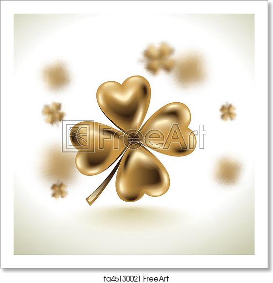 561x581 Free Art Print Of Golden Clover Leaf, Vector Illustration For St