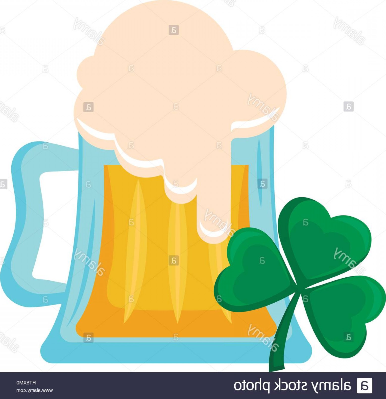 1560x1614 Beer Jar With Clover Leaf Vector Illustration Design Image