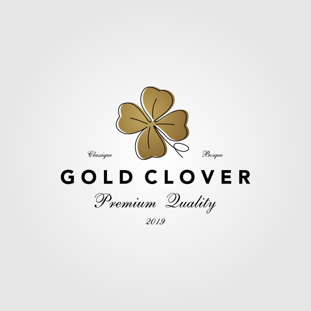 Vintage Gold Clover Leaf Logo Vector Icon Illustration Template 640x640 Vintage Gold Clover Leaf Logo Vector Icon Illustration Template