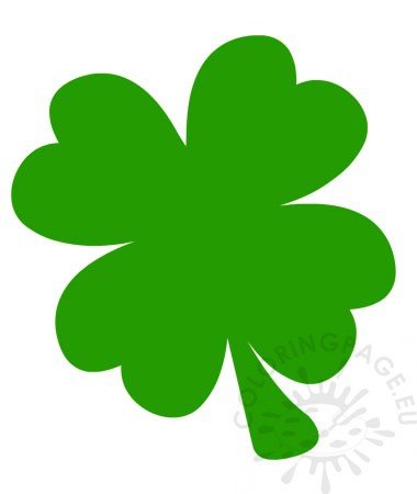 Green Lucky Four Leaf Clover Vector Coloring Page 380x450 Green Lucky Four Leaf Clover Vector Coloring Page