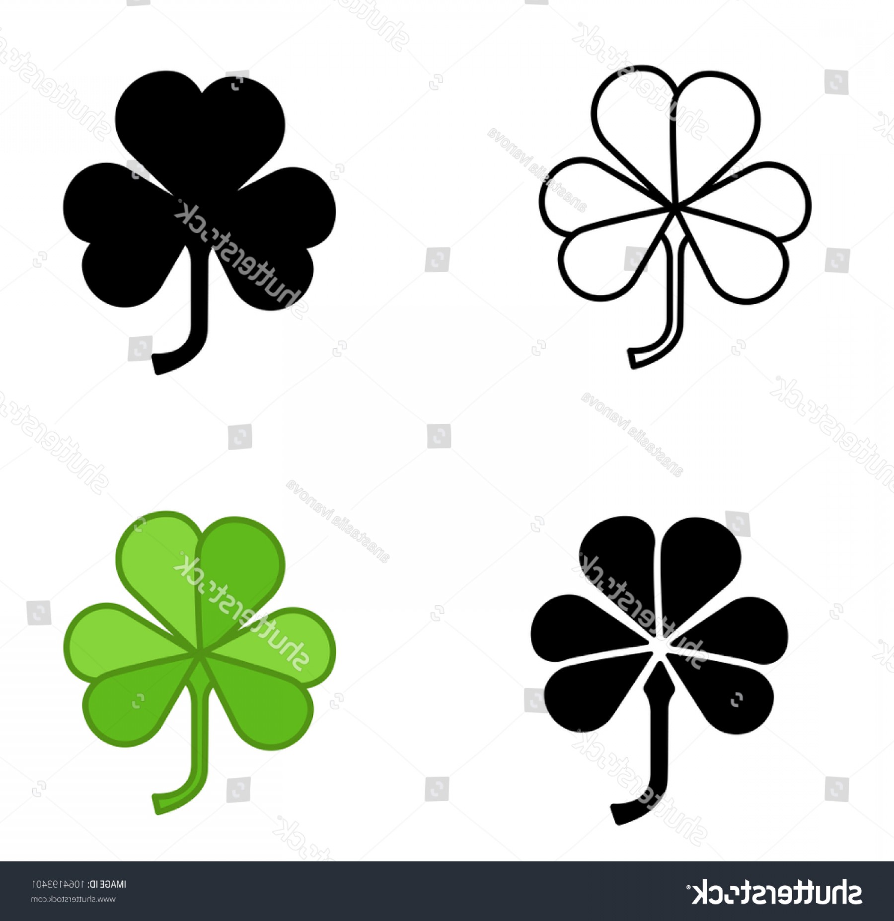 Four Leaf Clover Vector Art Black And White Createmepink 1800x1854 Four Leaf Clover Vector Art Black And White Createmepink