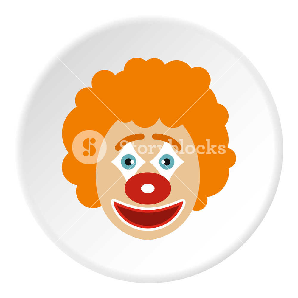 1000x1000 Clown Face Icon In Flat Circle Isolated Vector Illustration
