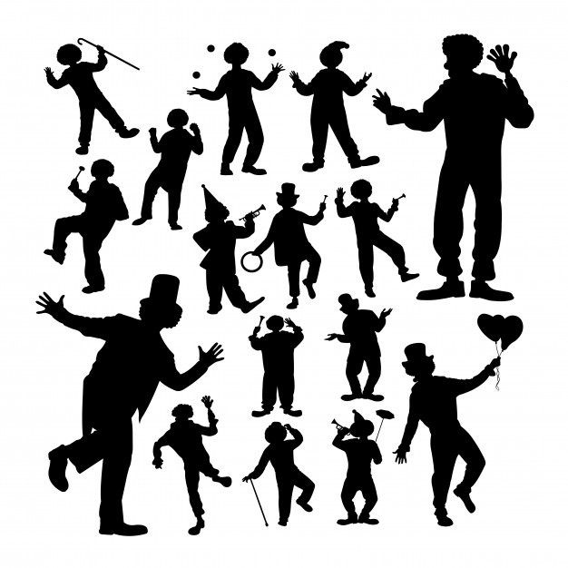 626x626 Clown Attraction Silhouettes Vector Premium Download