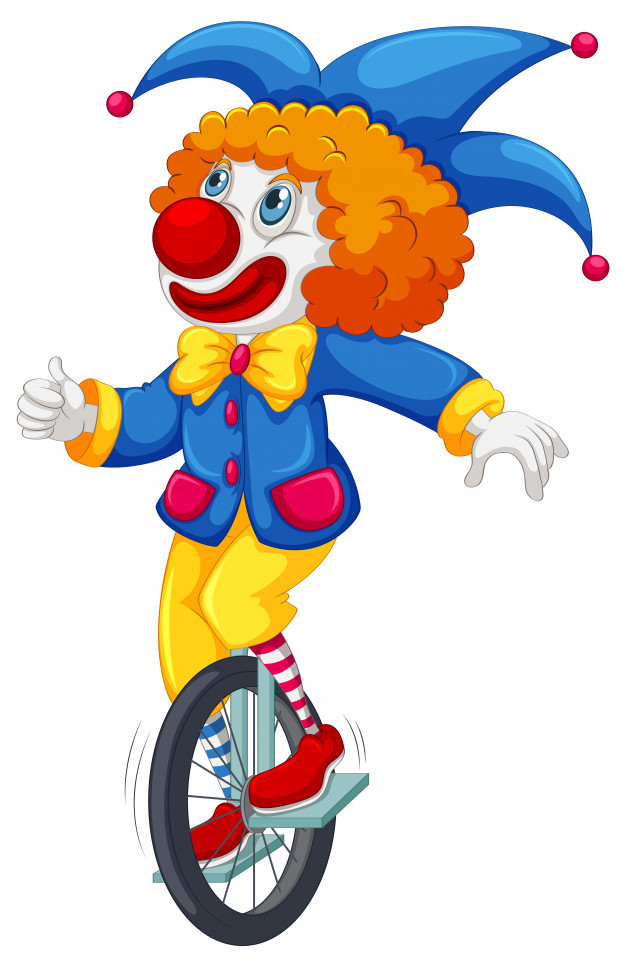 626x967 Colorful Clown Riding A Unicycle Vector Free Download
