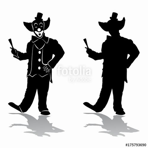 500x500 Silhouette Of Clown, Vector Draw Stock Image And Royalty Free