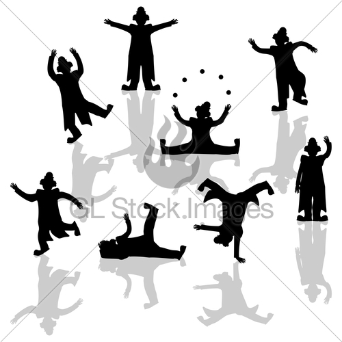 500x500 Clown Vector Silhouettes Gl Stock Images