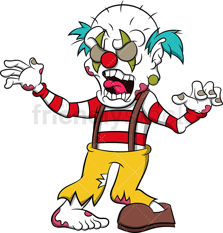 761x796 Freaky Zombie Clown Cartoon Vector Clipart