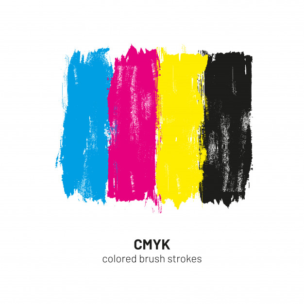 626x626 Cmyk Colored Brush Strokes Vector Illustration Vector Premium