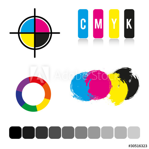 500x500 Color Cmyk Vector Illustration Set