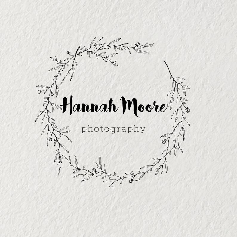 794x794 Wreath Floral Logo Calligraphy Logo Vector Wreath Logo Etsy
