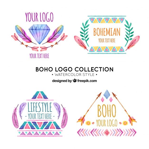 626x626 Watercolor Set Of Great Boho Logos Free Vector My Freepik