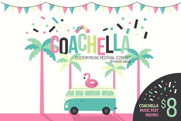 Coachella' Music Fest Vector Icons 580x387 Coachella' Music Fest Vector Icons