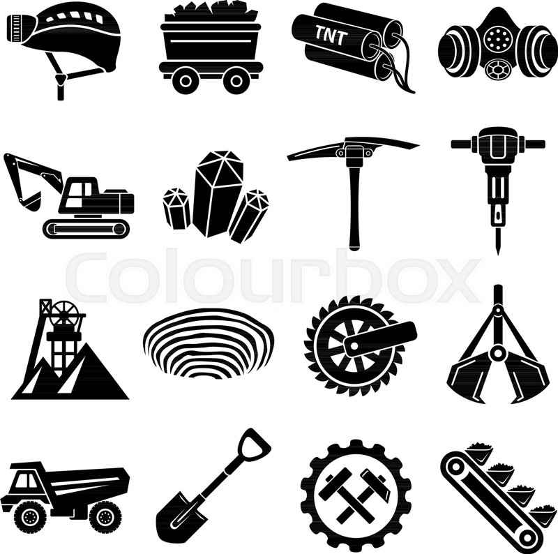 800x794 Coal Mine Icons Set Simple Stock Vector Colourbox