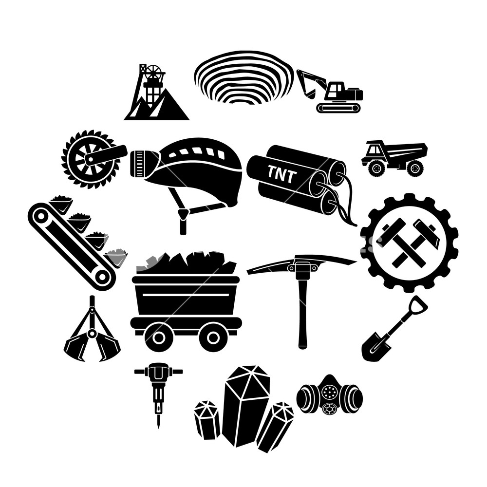 1000x1000 Coal Mine Icons Set Simple Illustration Of Coal Mine Vector