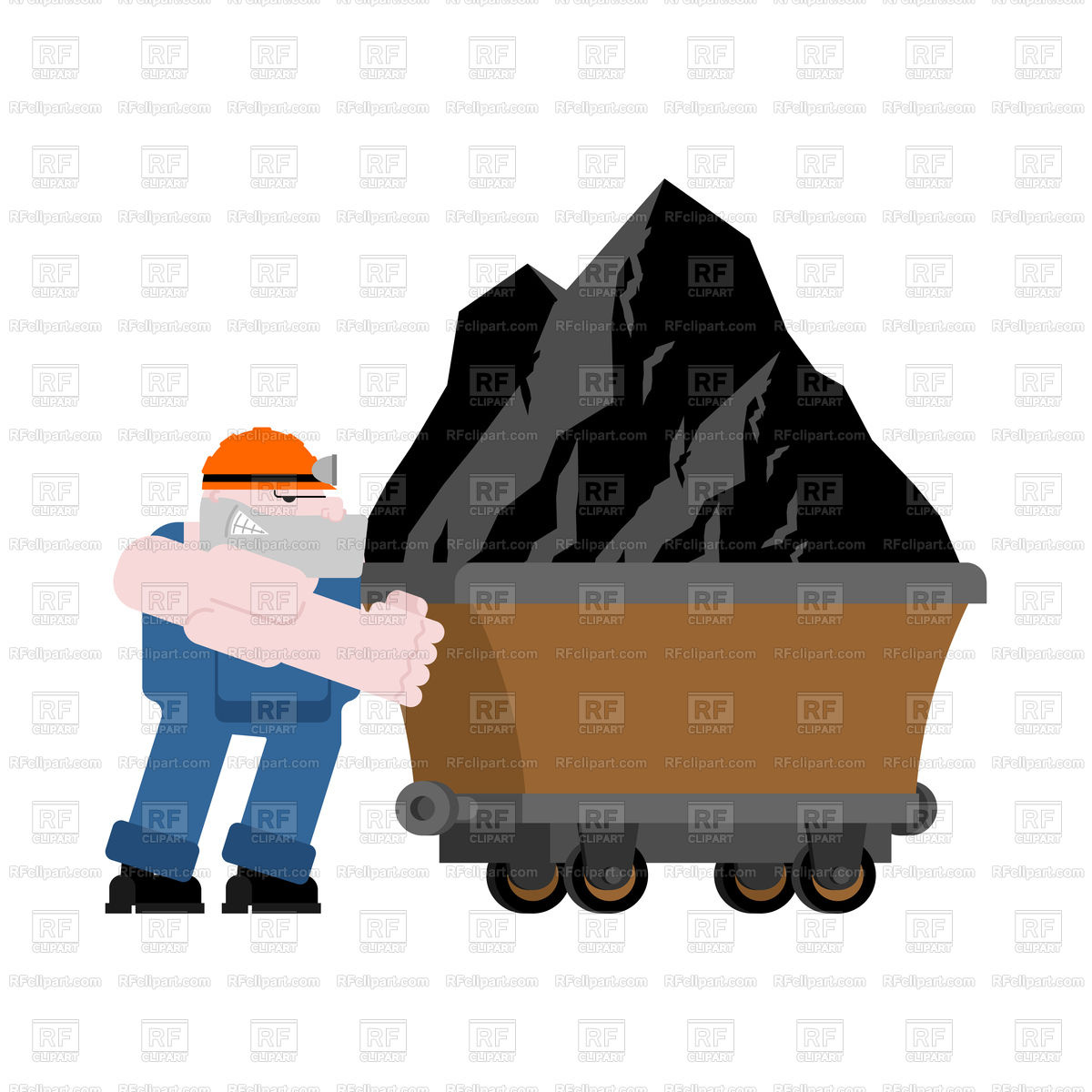 1200x1200 Miner And Trolley Of Coal Mining Extraction Mineral Vector Image