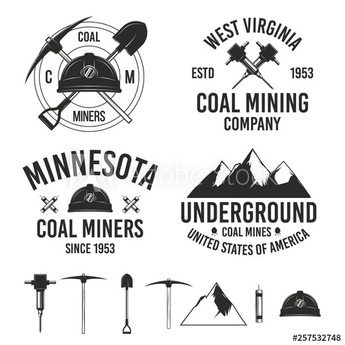 500x500 Set Of Vintage Coal Mining Logo Templates Design Elements