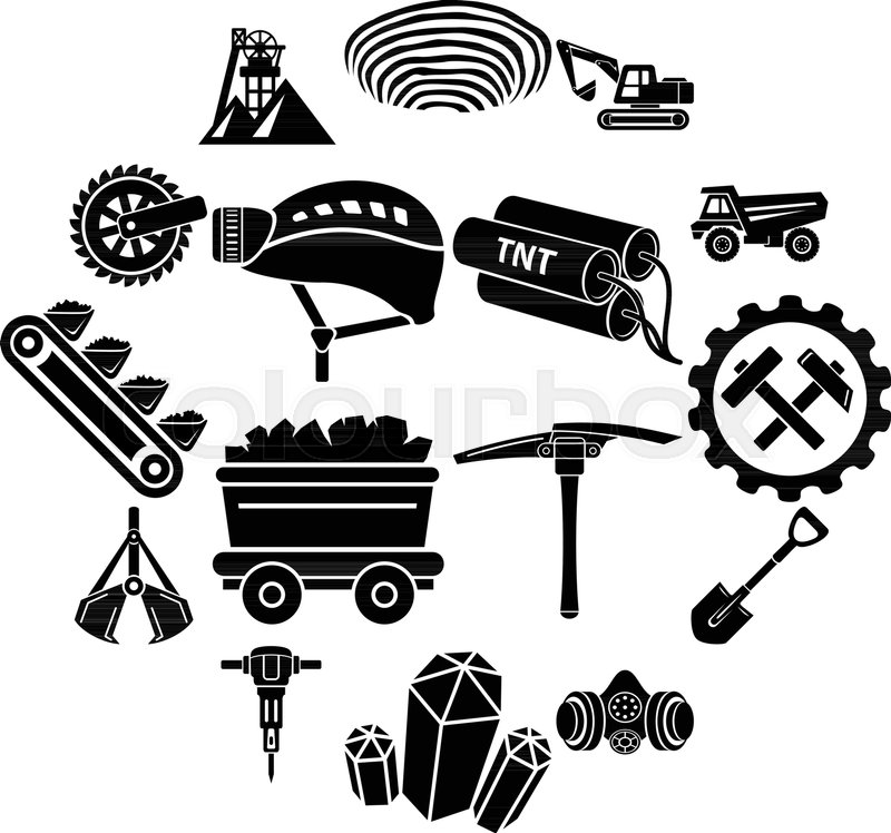 800x748 Coal Mine Icons Set Simple Stock Vector Colourbox