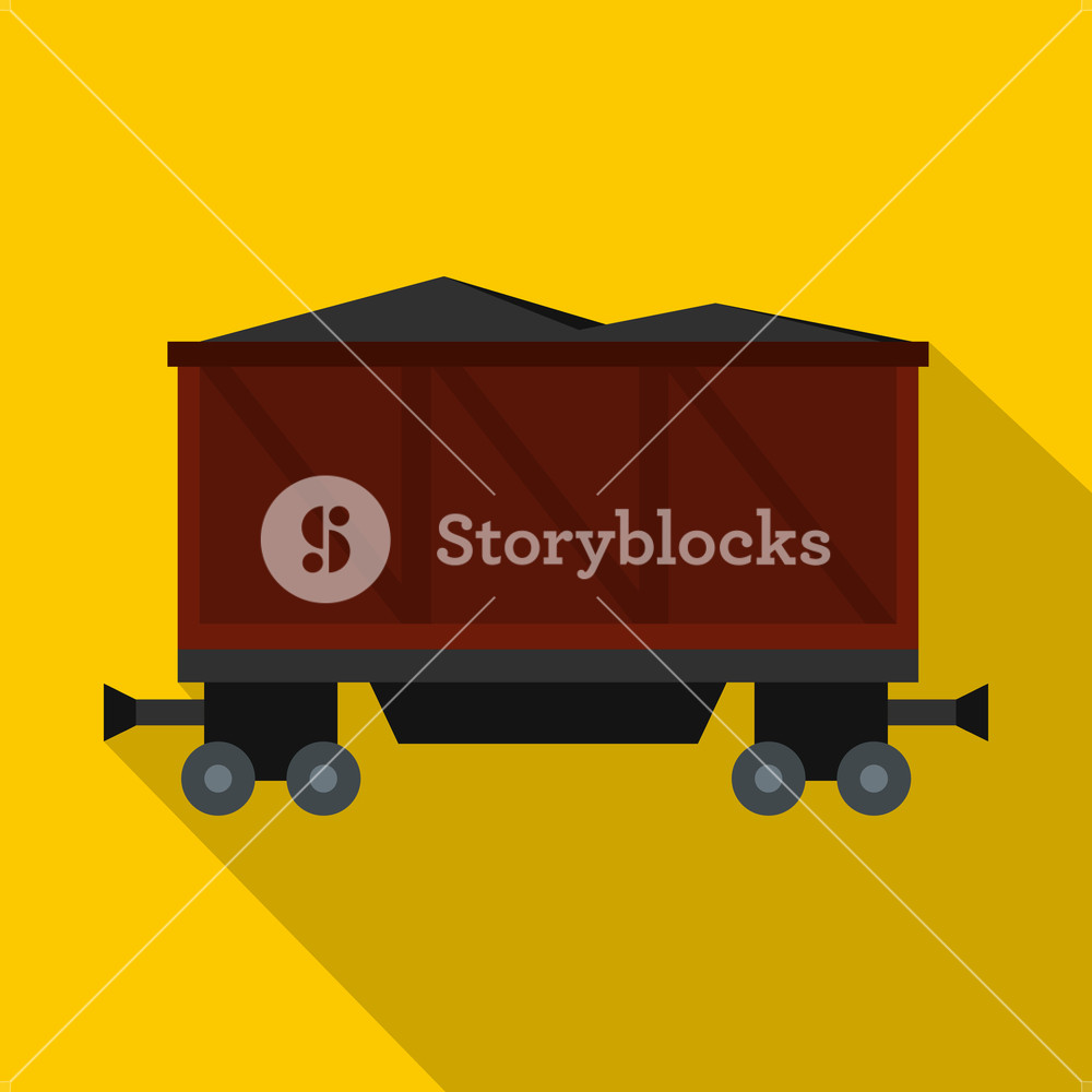 1000x1000 Railway Wagon Loaded With Coal Icon Flat Illustration Of Railway