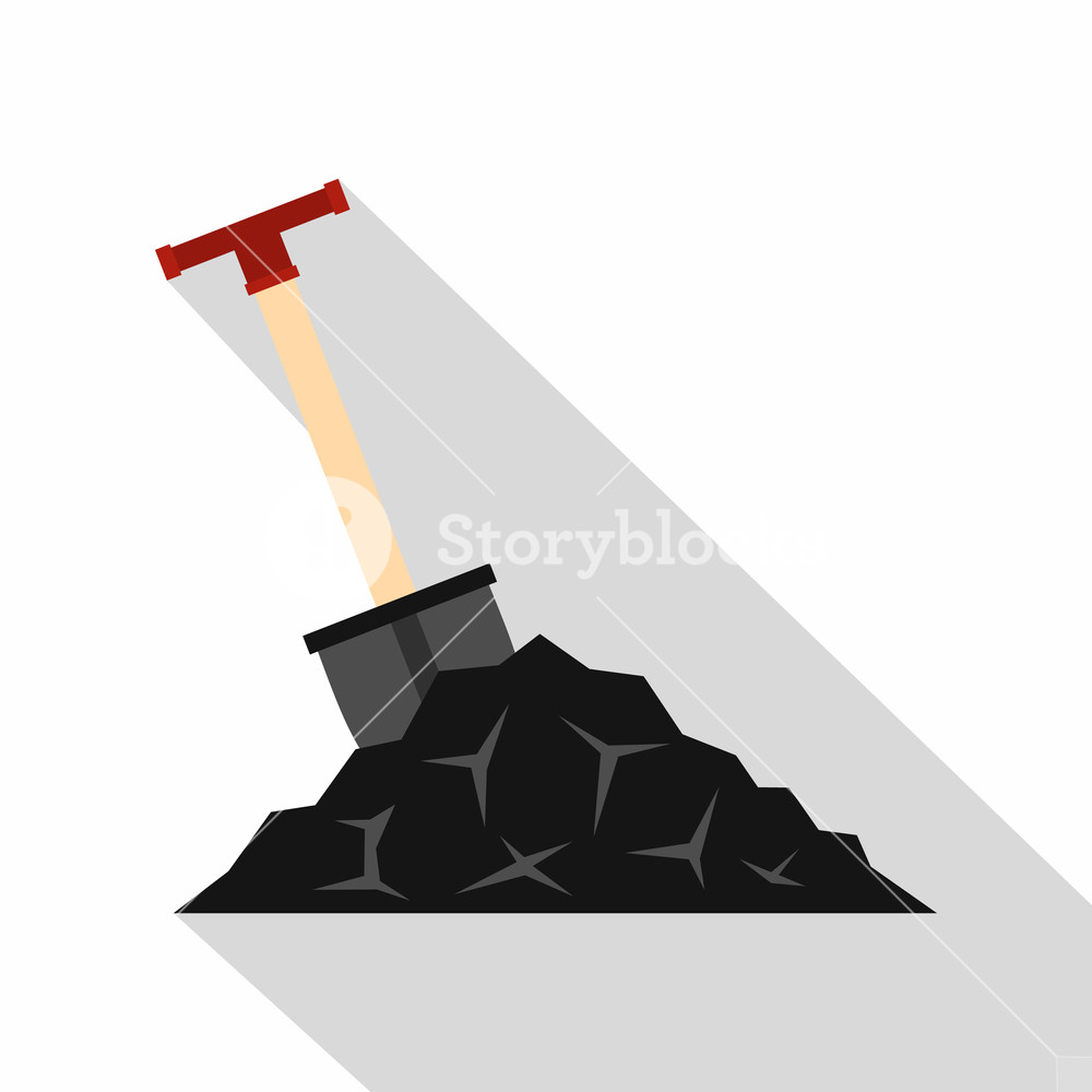 1000x1000 Shovel In Coal Icon Flat Illustration Of Shovel In Coal Vector