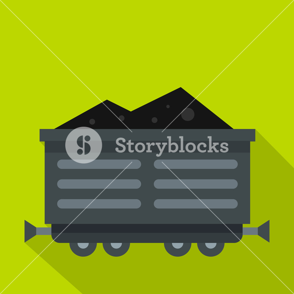 1000x1000 Train Waggon With Coal Icon Flat Illustration Of Train Waggon
