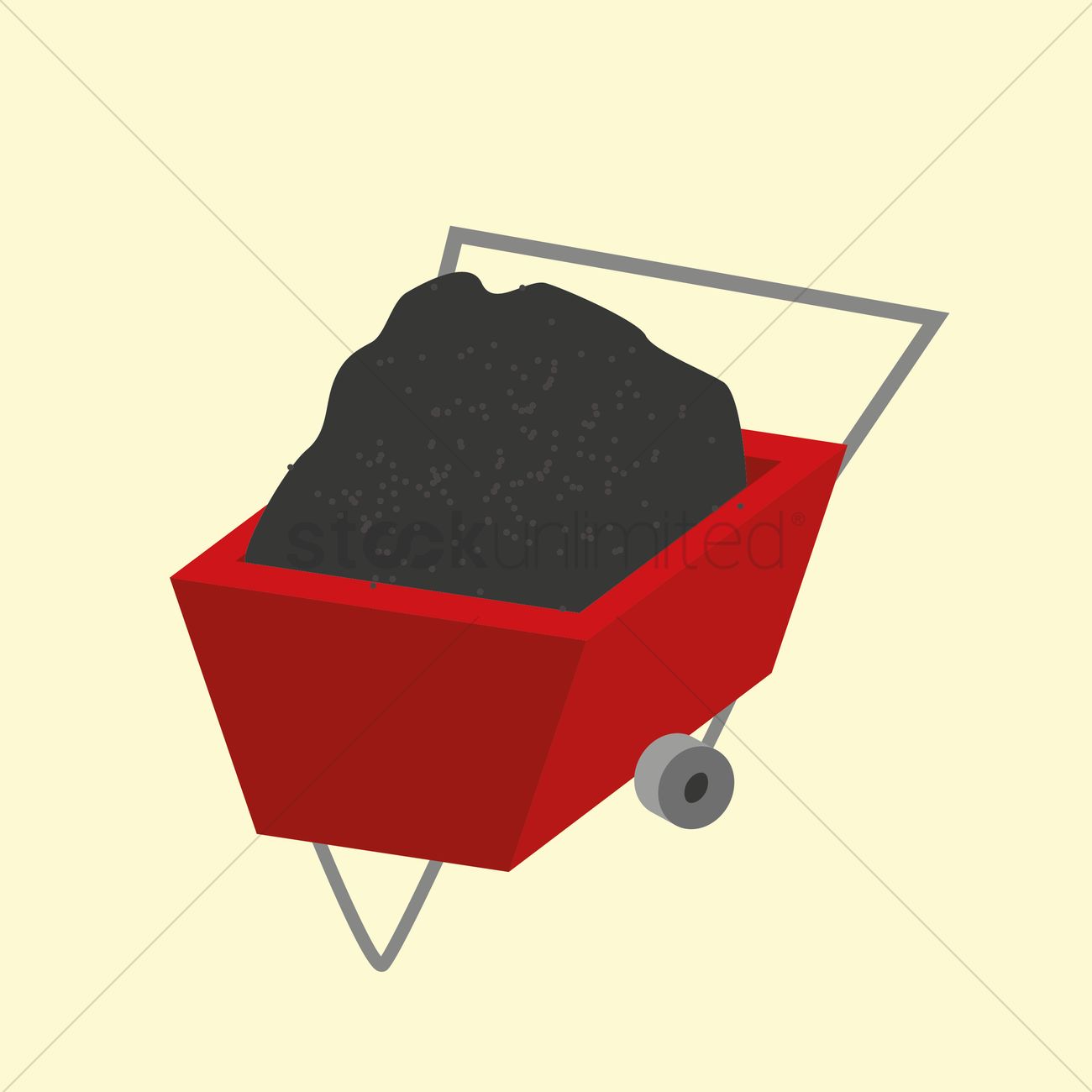 1300x1300 Wheelbarrow Filled With Coal Vector Image