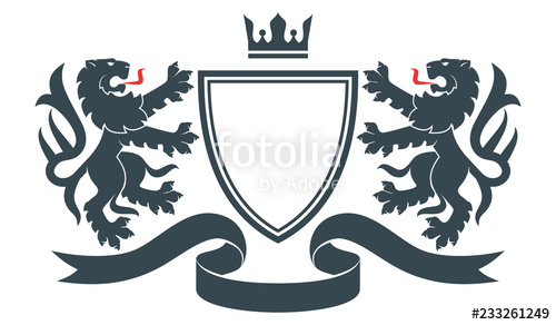 500x292 Coat Of The Arms Vector Illustration Of Black Lions And Shield