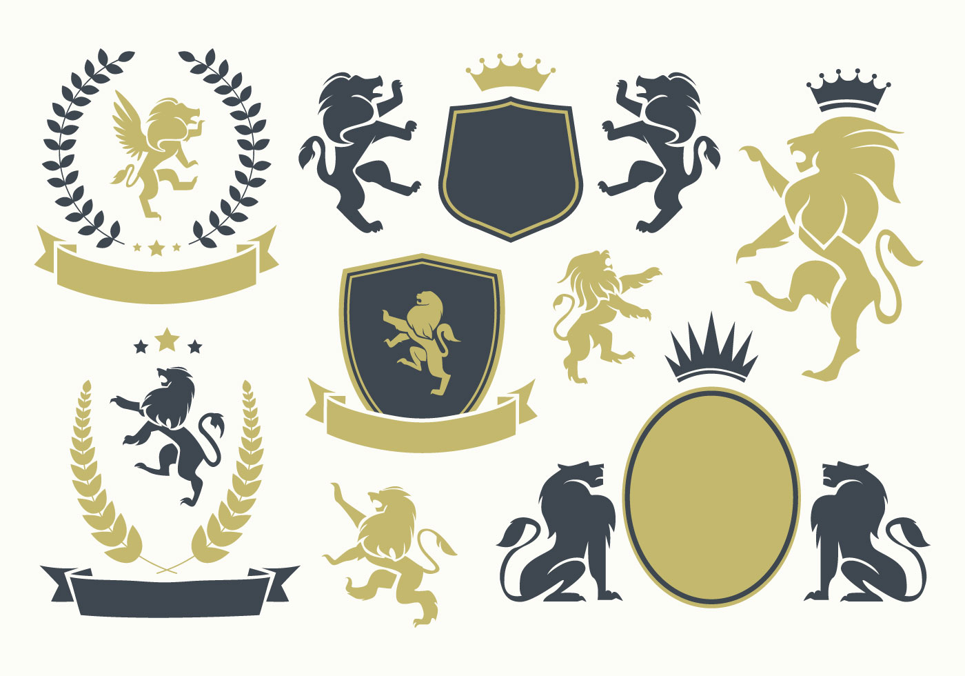 1400x980 Lion Crest Free Vector Art