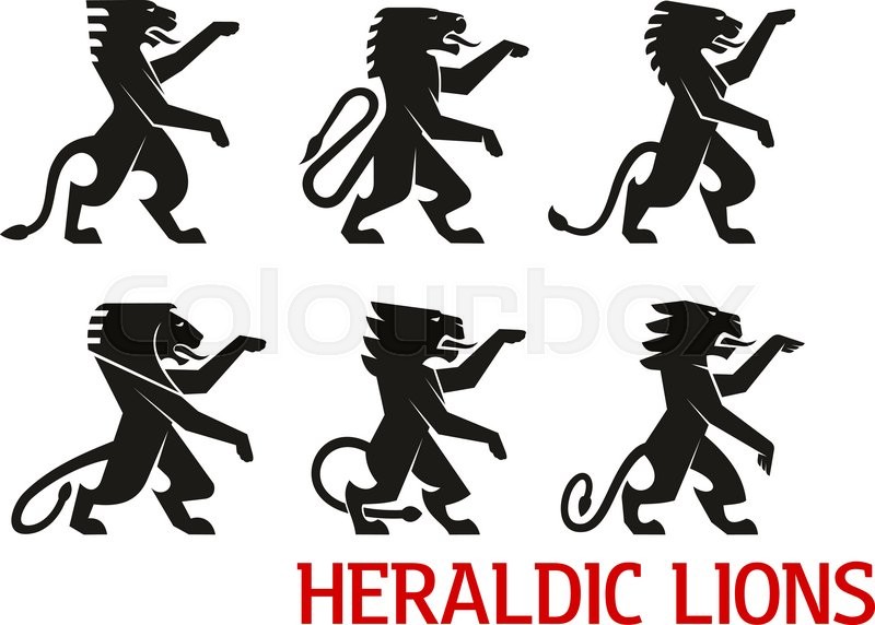 800x572 Medieval Heraldic Lion Symbols With Stock Vector Colourbox