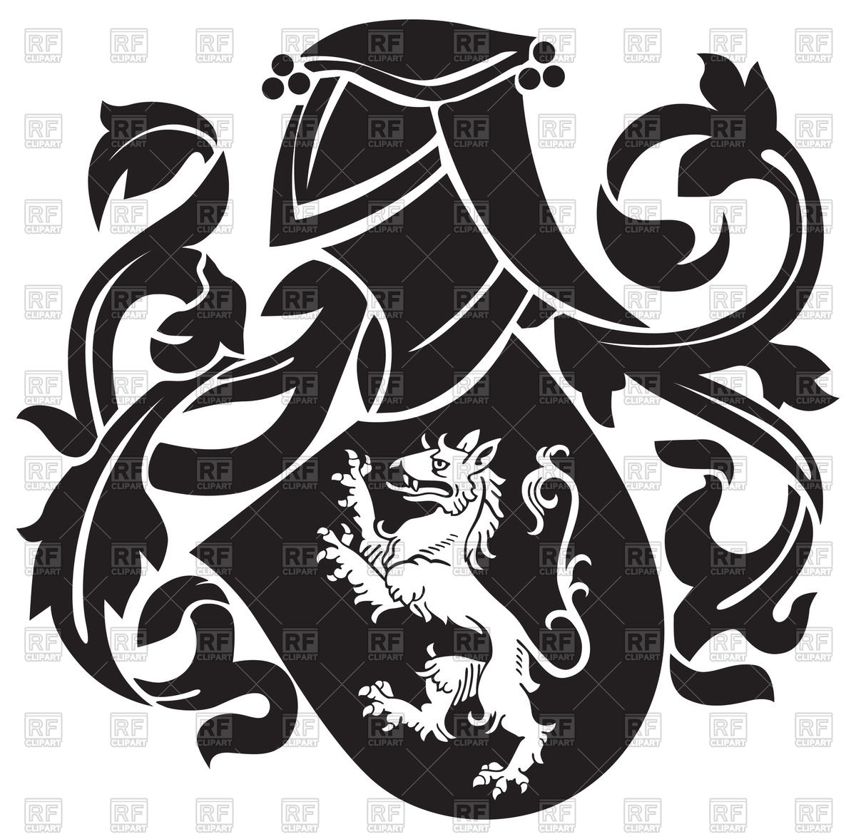 1200x1177 Ornate Heraldic Blazon With Image Of Lion On Shield