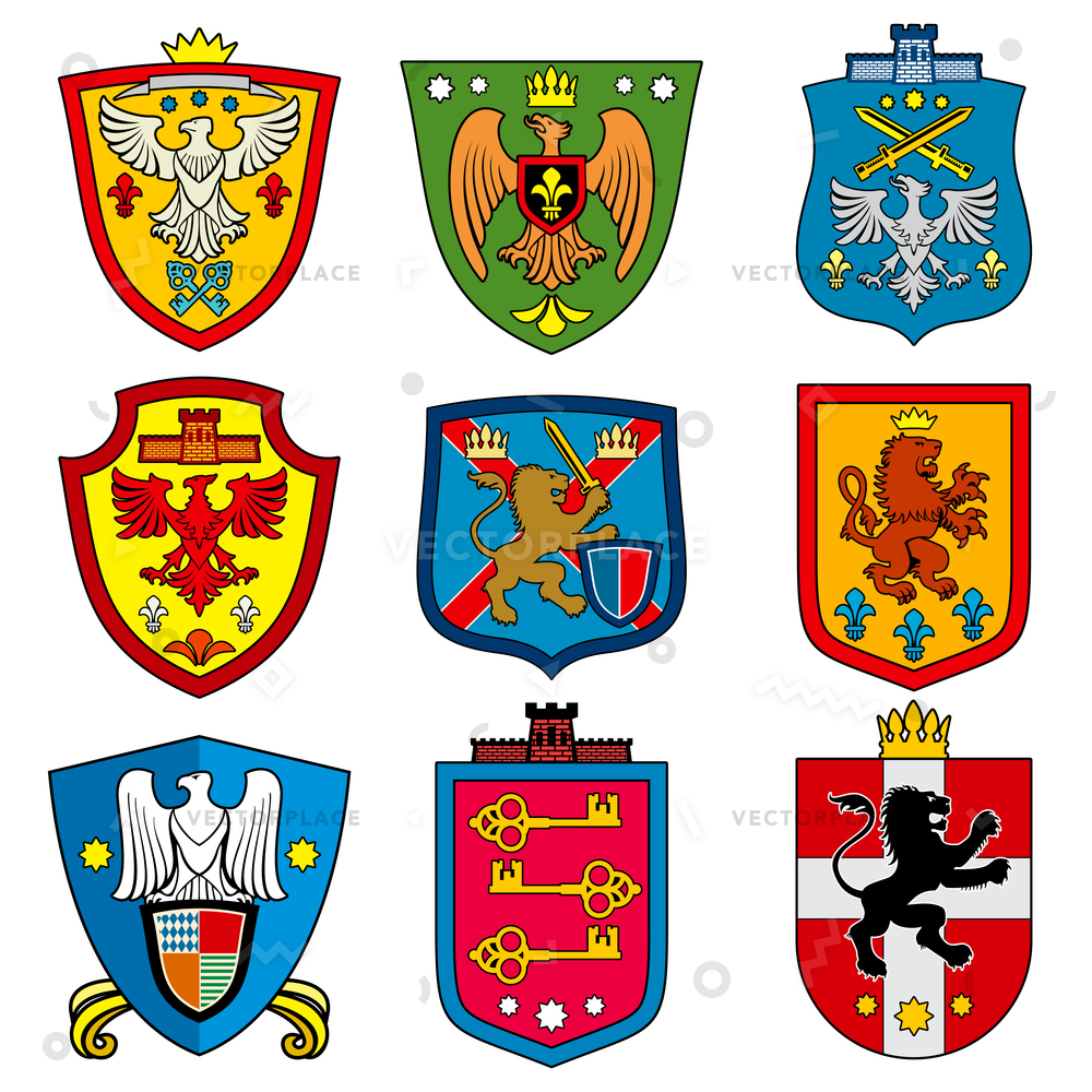 1000x1000 Family Dynasty Medieval Royal Coat Arms Vector Illustration