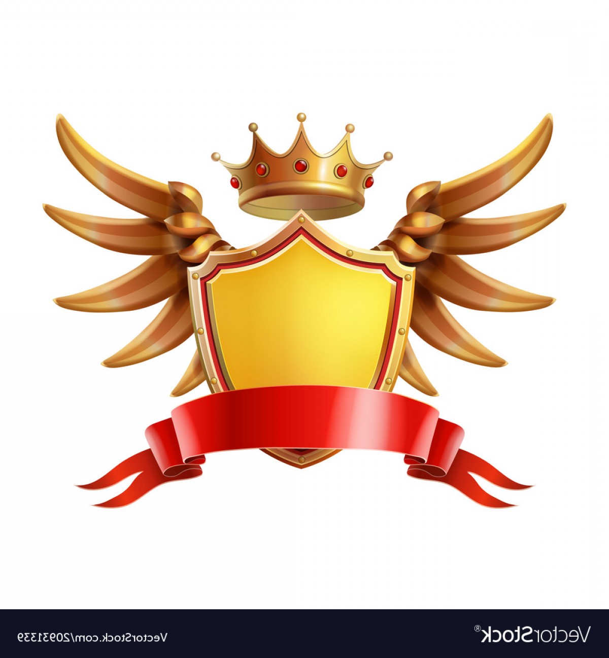 1200x1296 Coat Of Arms Golden Crown Shield Wings Vector Catchsplace