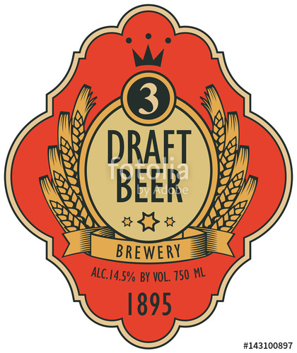 Template Vector Beer Label With Coat Of Arms, Ears Of Wheat 420x500 Template Vector Beer Label With Coat Of Arms, Ears Of Wheat