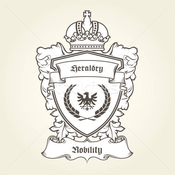 Coat Of Arms Template With Heraldic Eagle, Shield, Crown And Ban 600x600 Coat Of Arms Template With Heraldic Eagle, Shield, Crown And Ban