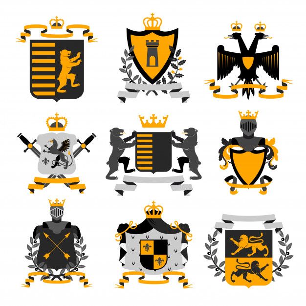 626x626 Heraldic Coat Of Arms Family Crest And Shields Emblems Free Vector